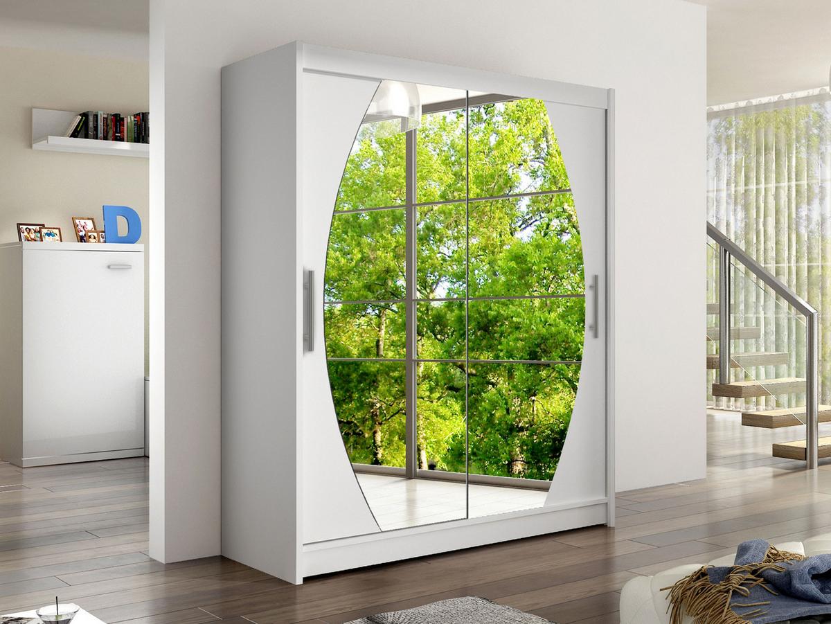 SCHWEBETÜRENSCHRANK Westa VIII - Silberfarben/Weiß, Holzwerkstoff/Metall (150/200/58cm) - MIRJAN24