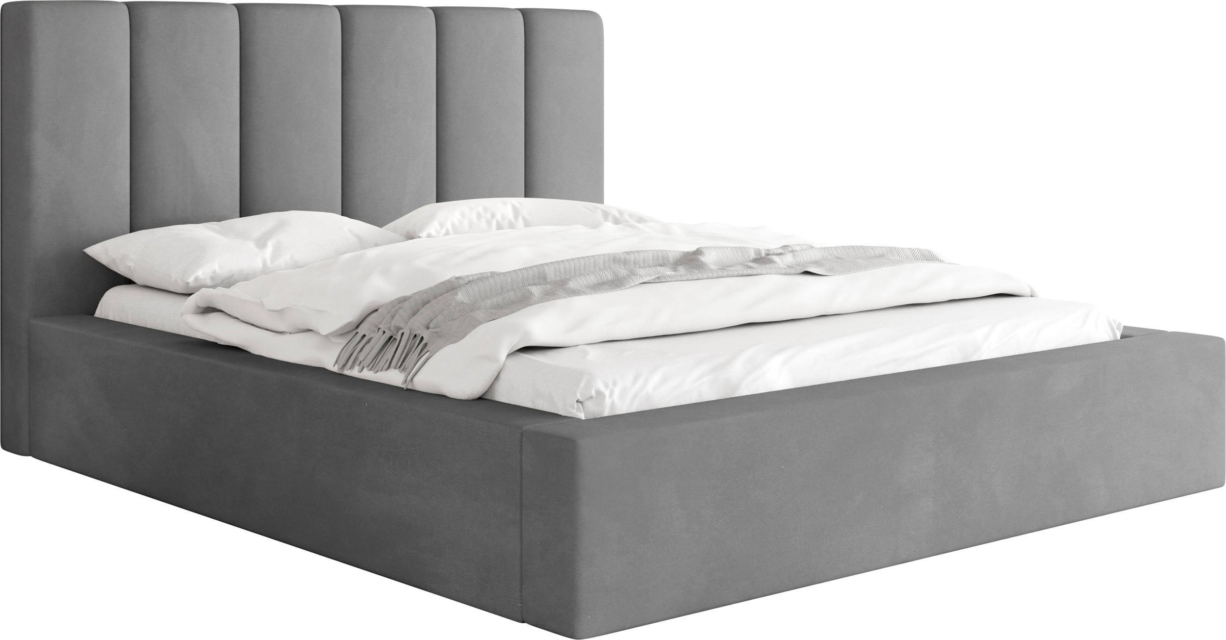 POLSTERBETT Amira mit Bettkasten, Grau Samt 120x200 cm - Birkefarben/Hellgrau, Holzwerkstoff/Kunststoff (120/200cm) - WFL GROUP