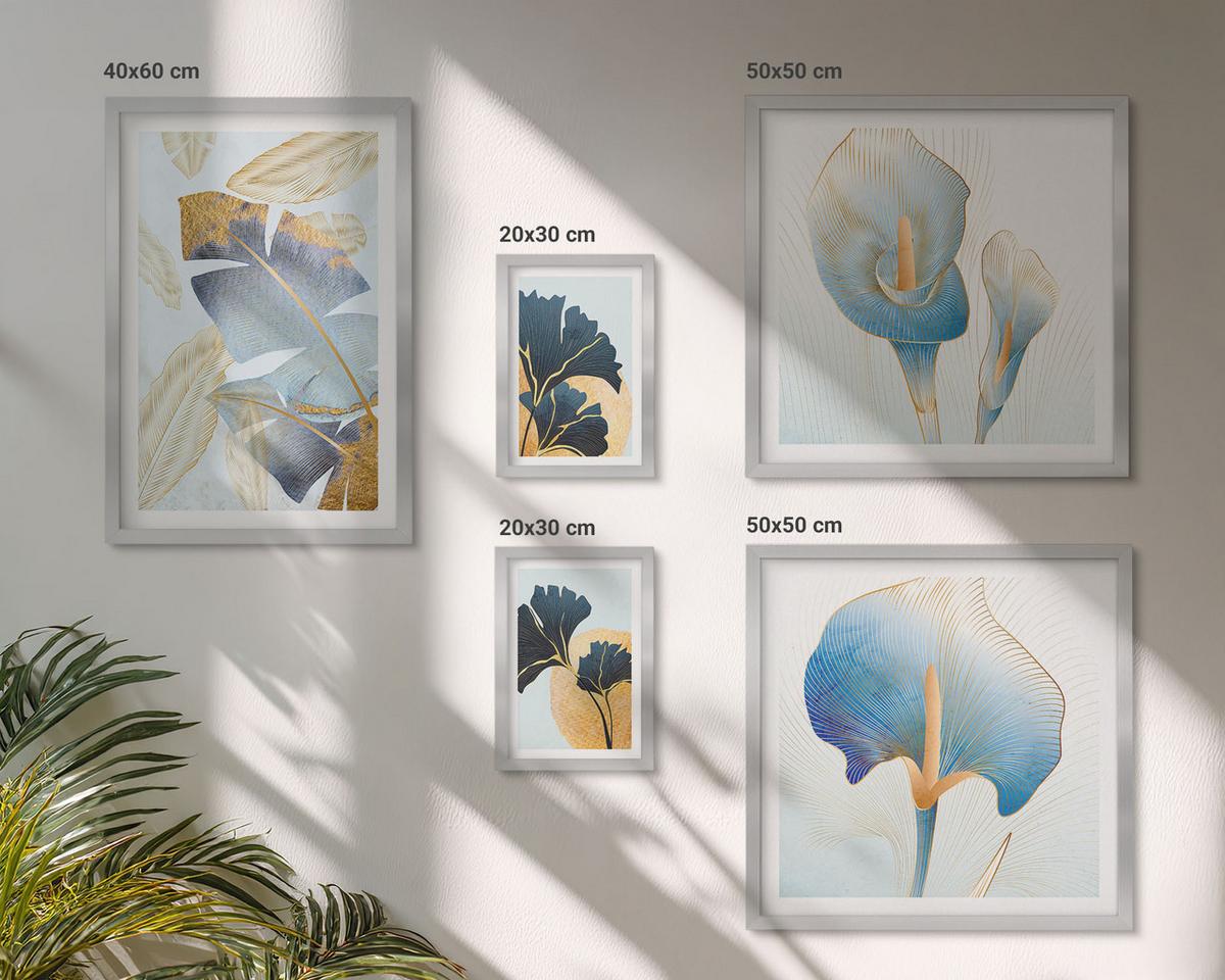BILDER SET 5er Set - 50x50 cm & 20x30 cm & 40x60 cm Silberner Rahmen - Zitronenweinporträt Kahlo - Silberfarben, Kunststoff (40/60cm) - TULUP