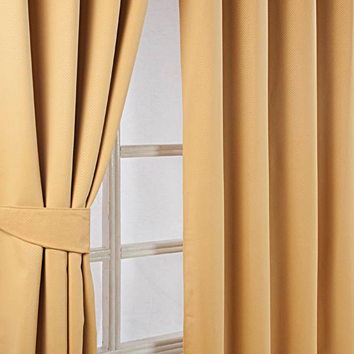 VERDUNKELUNGSVORHÄNGE Fischgrät mit Thermo-Funktion, Ösen 228/137 cm - Currygelb, Textil (228/137cm) - Homescapes
