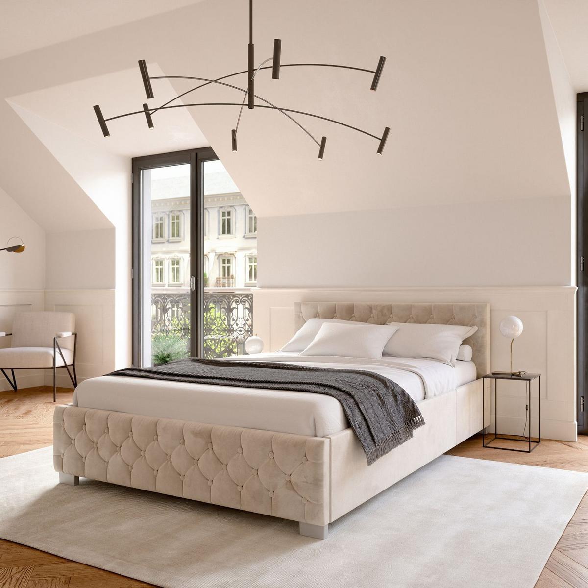 POLSTERBETT Nizza beige 180x200 cm - Beige, Holz (180/200cm) - Juskys