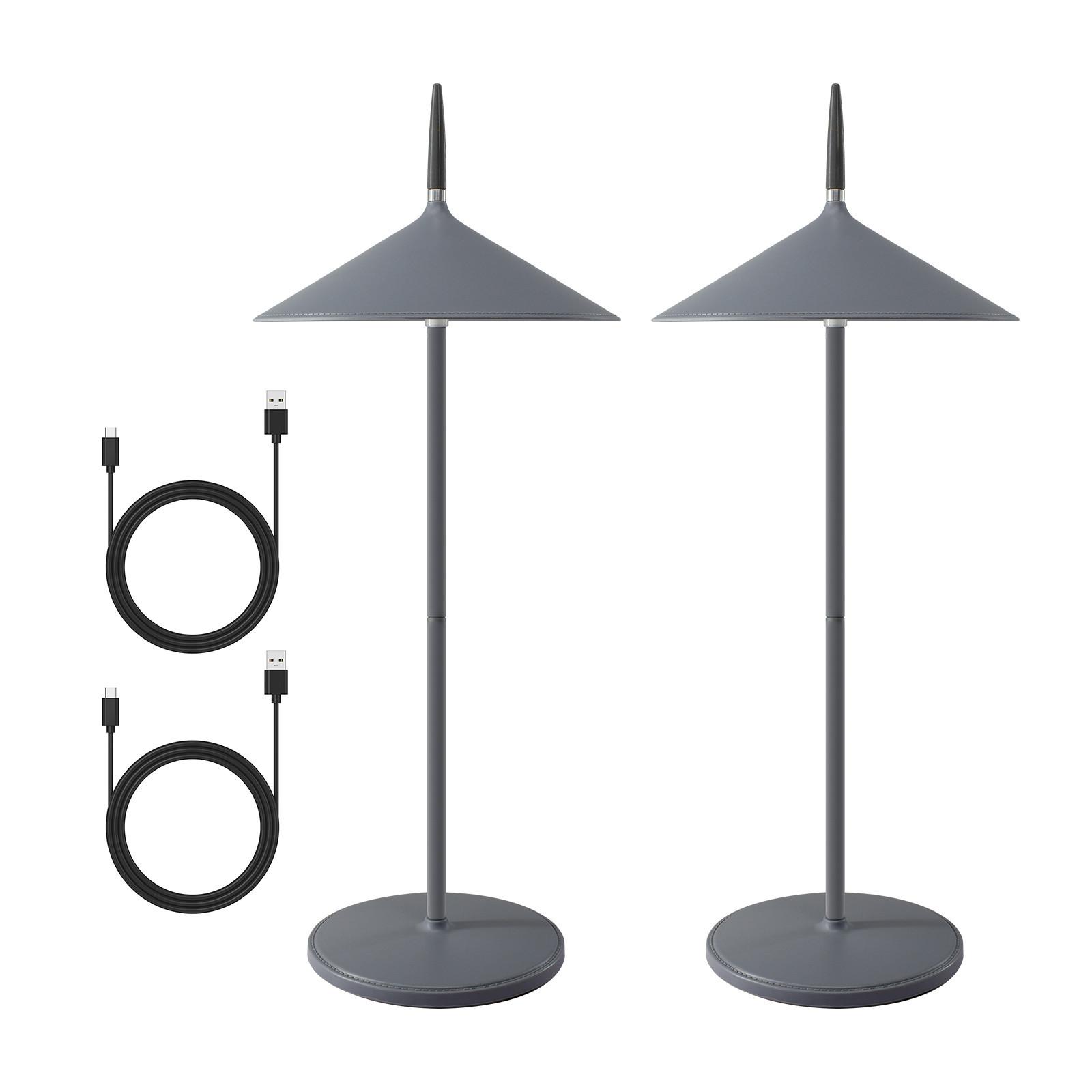 TISCHLEUCHTE Funkelich 15.4/11.5/37.6 cm（2er-set） - Dunkelgrau, Kunststoff/Metall (15.4/11.5/37.6cm) - ZMH
