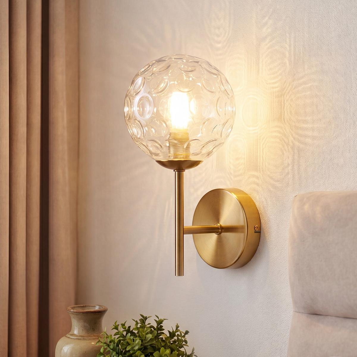 WANDLEUCHTE Tyvax 24/12/16 cm - Goldfarben, Glas/Metall (12/16/24cm) - ZMH