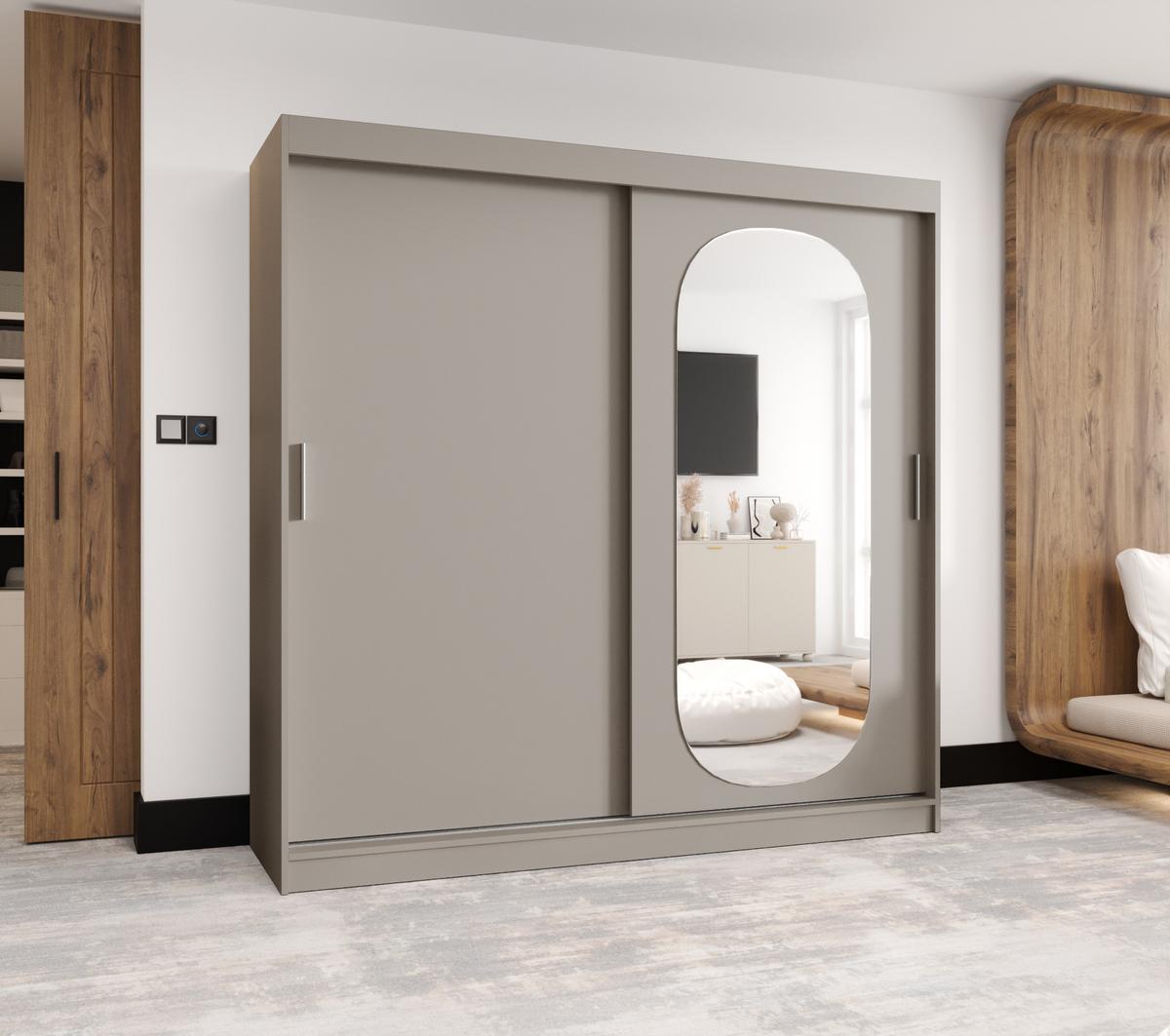 SCHIEBETÜRENSCHRANK mit Spiegel ROYAL 200/200/62 2-türig - Kaschmir/Silberfarben, Holz (200/62/200cm) - MÖBEL KRYSPOL
