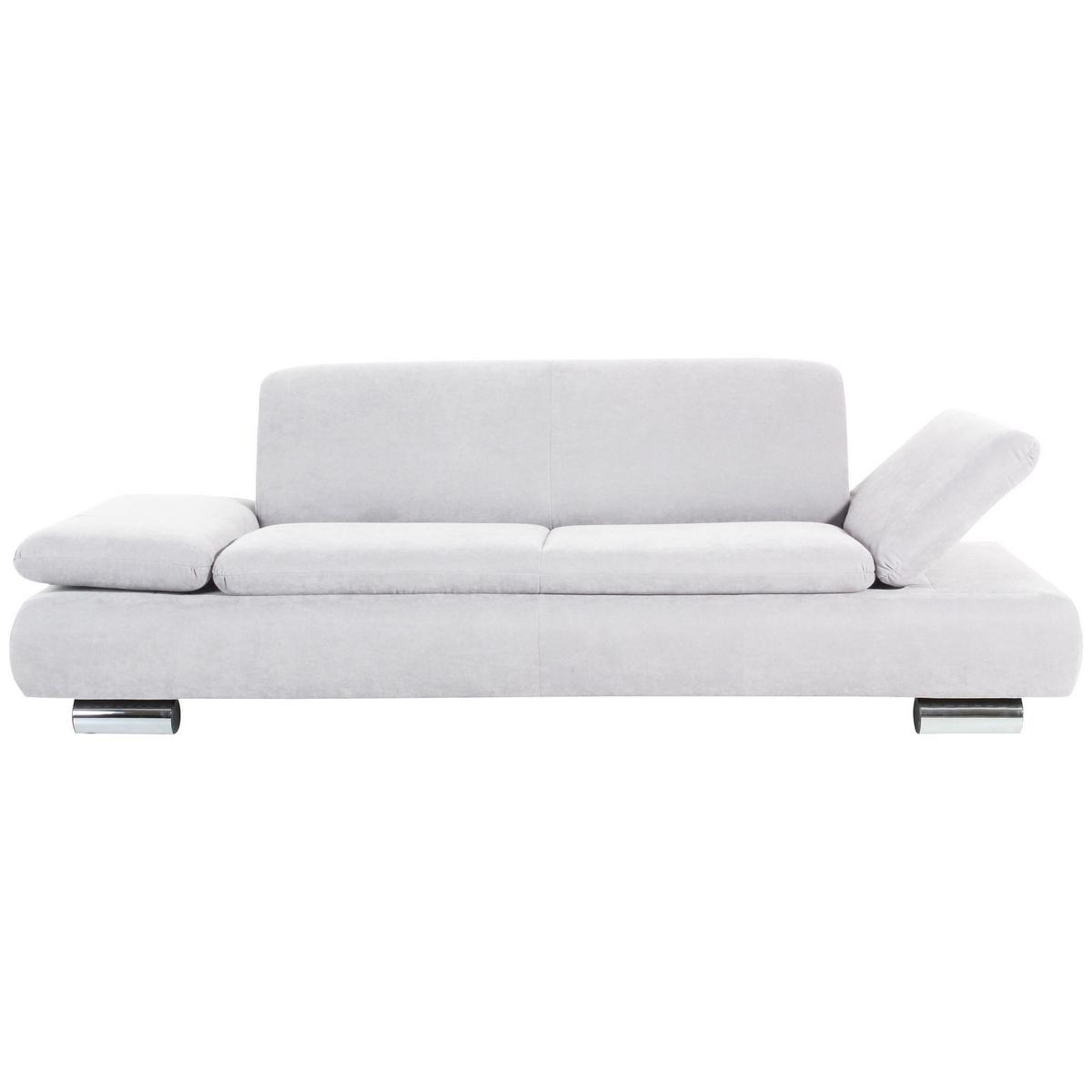 SOFA 2,5-Sitzer Kaye Bezug Veloursstoff Metallfuß verchromt / creme - Weiß, Kunststoff (221/76/90cm) - 58aufmkessel