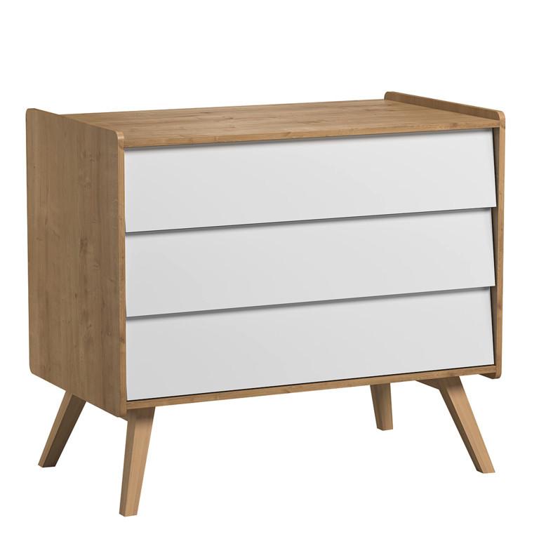 KINDERKOMMODE Eiche und Weiß - Weiß, Holzwerkstoff (100/90/59cm) - Petits-meubles