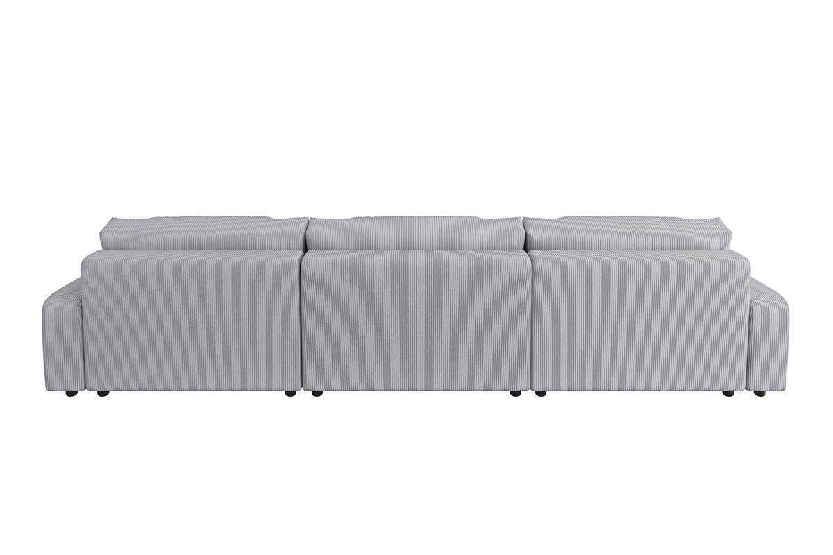 WOHNLANDSCHAFT Emma Hellgrau Cord - Hellgrau/Schwarz, Holz/Kunststoff (332/78/170cm) - S-Style Möbel