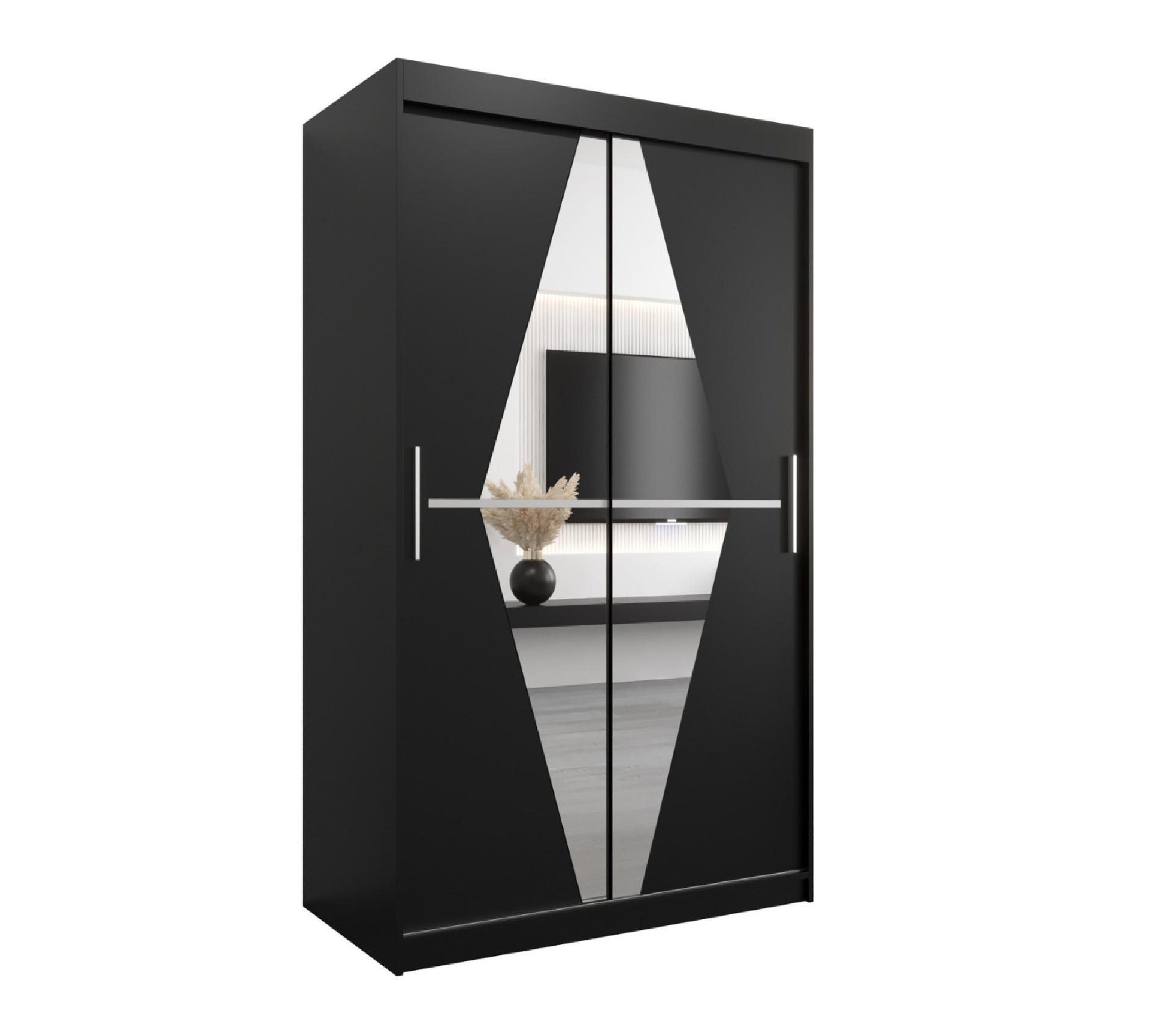 SCHWEBETÜRENSCHRANK 200/120/62 2-türig - Silberfarben/Schwarz, Holz/Kunststoff (120/200/62cm) - MÖBEL KRYSPOL
