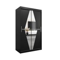 SCHWEBETÜRENSCHRANK 200/120/62 2-türig - Silberfarben/Schwarz, Holz/Kunststoff (120/200/62cm) - MÖBEL KRYSPOL