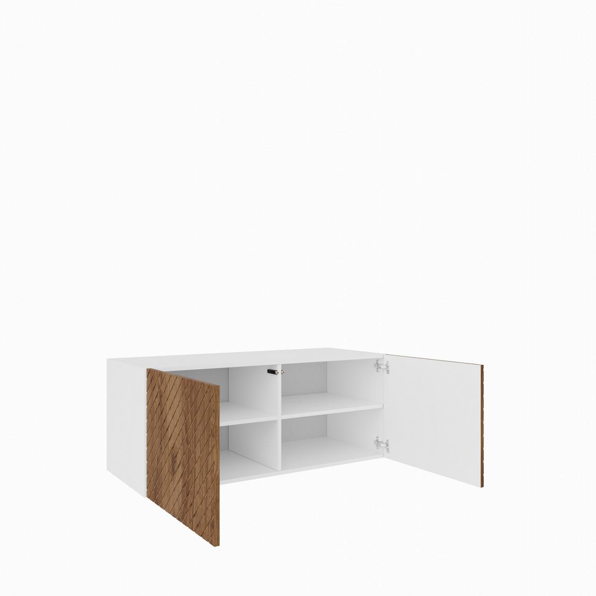 LOWBOARD CAVA 100/41/40 cm, Hängender TV-Schrank Weiß / Eichefarben - Eichefarben/Braun, Holzwerkstoff (100/41/40cm) - MASSENO