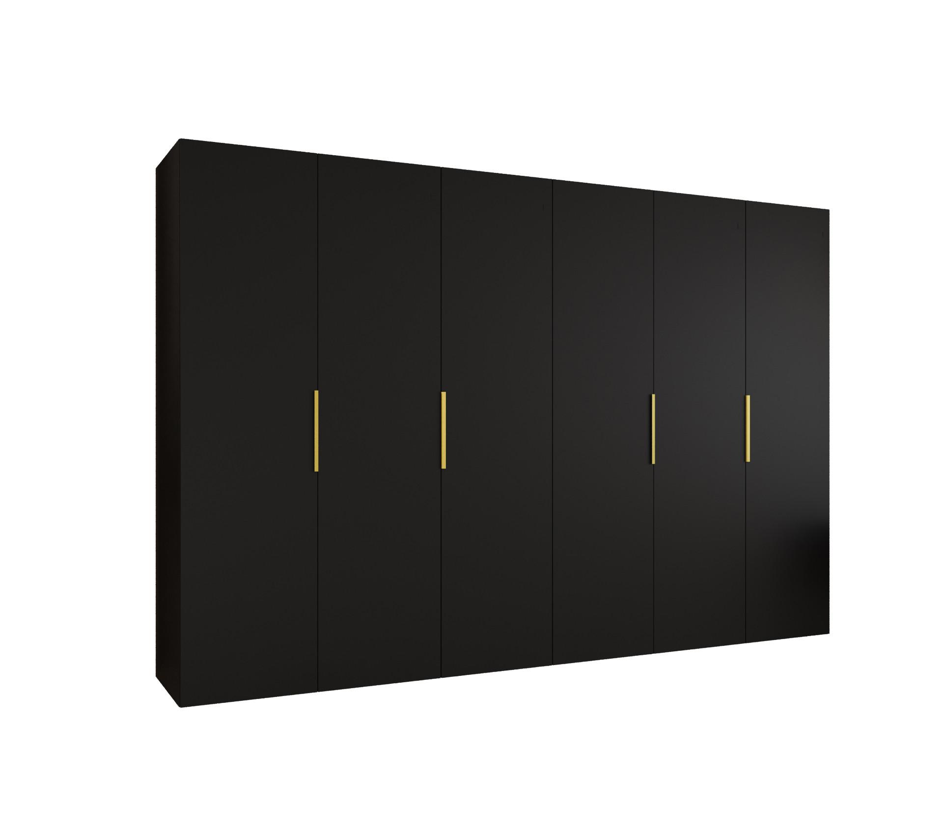 DREHTÜRENSCHRANK 202/300/52 6-türig - Goldfarben/Schwarz, Holz (300/202/52cm) - MÖBEL KRYSPOL