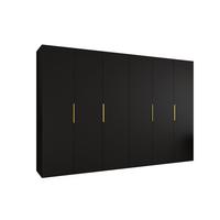 DREHTÜRENSCHRANK 202/300/52 6-türig - Goldfarben/Schwarz, Holz (300/202/52cm) - MÖBEL KRYSPOL