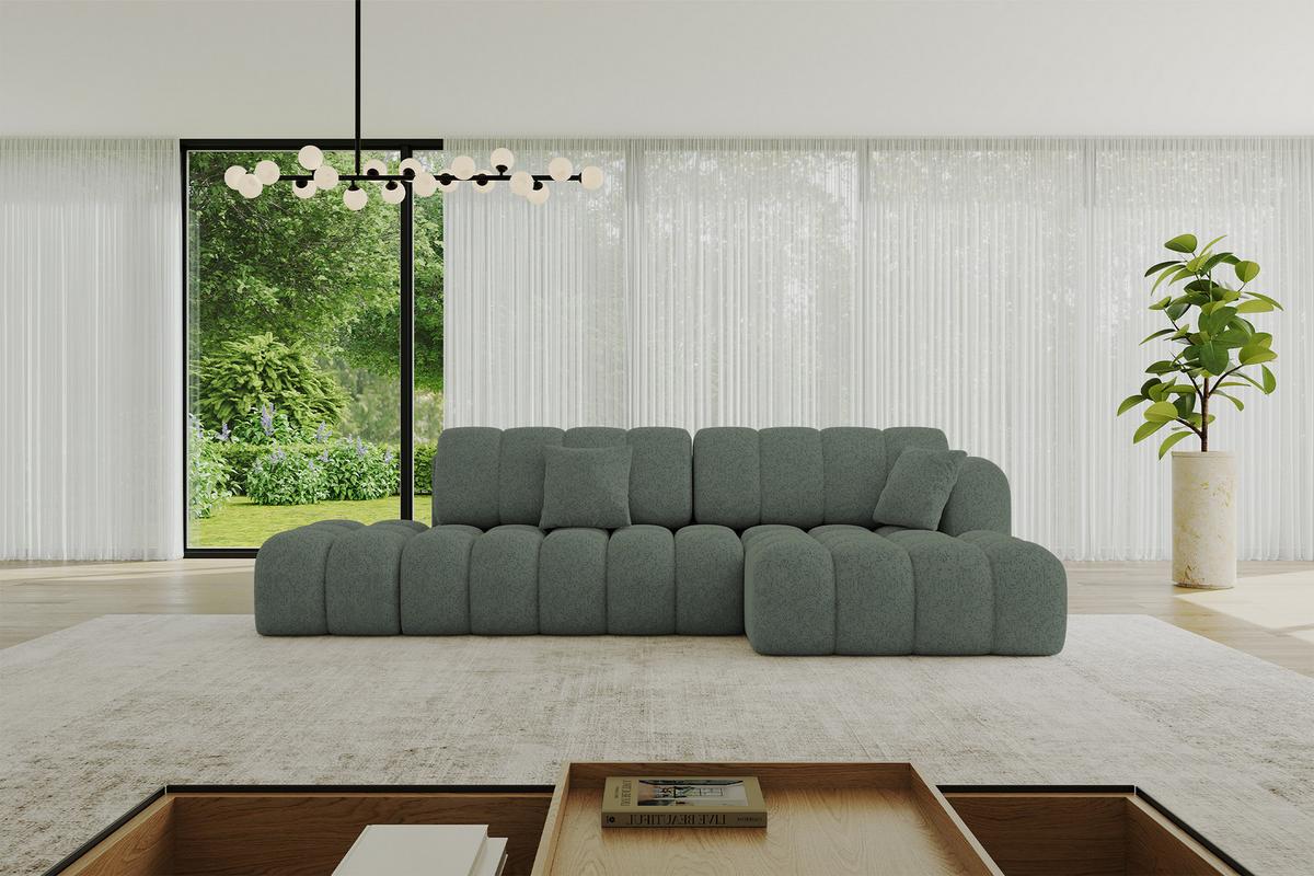 ECKSOFA mit Schlaffunktion Ottomane RECHTS OLEA-L2 321x164x75 Grün Tissu - Waldgrün/Schwarz, Holzwerkstoff/Kunststoff (164/321cm) - ALTDECOR
