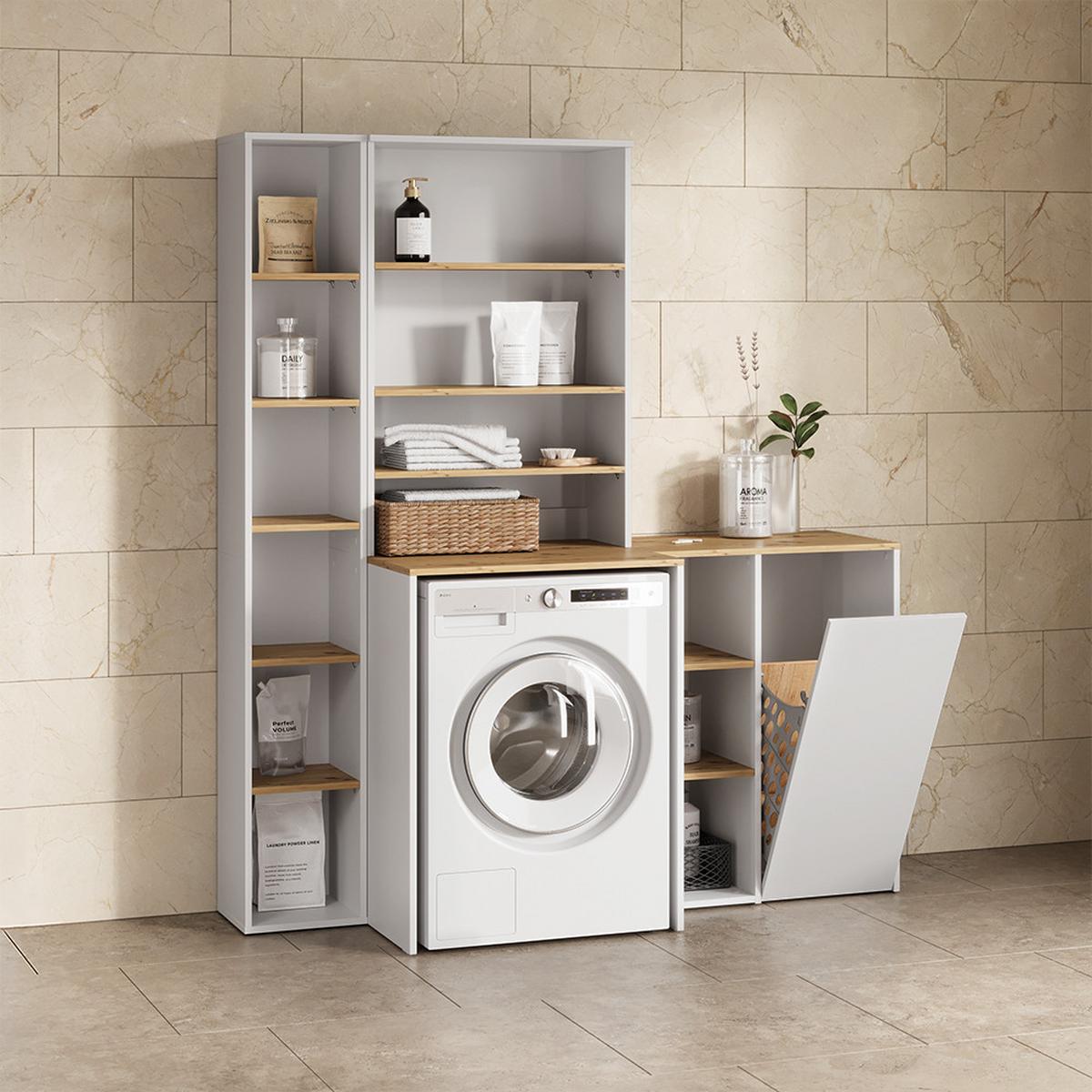 WASCHMASCHINENSCHRANK Paolina Weiß/Artisan 68 x 88.2 cm - Weiß/Eiche Artisan, Holzwerkstoff (68/88.2/60cm) - Livinity®