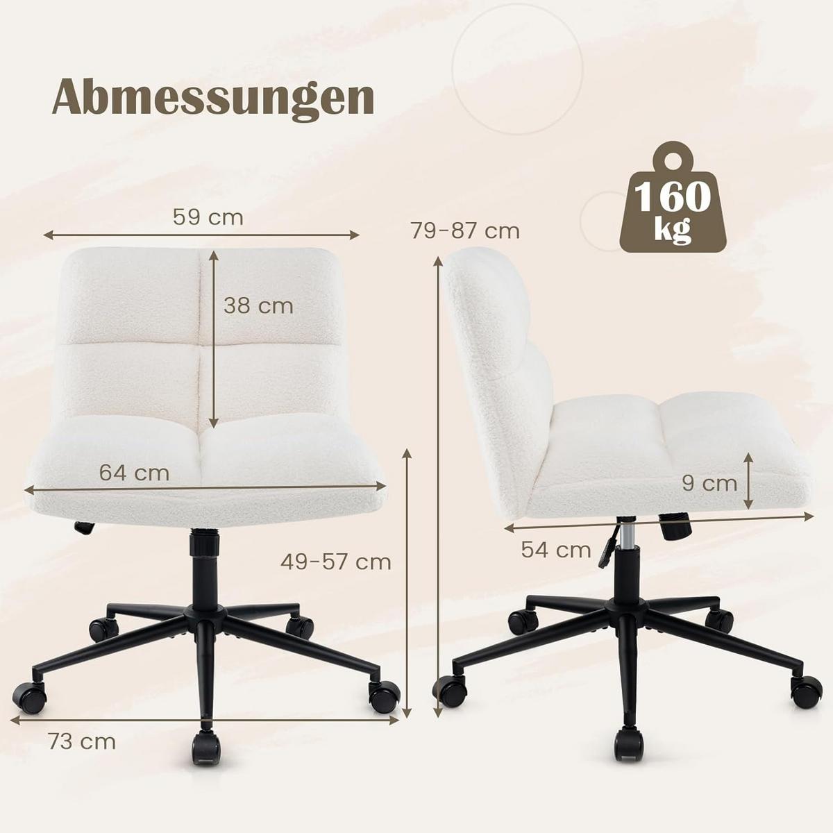 BÜROSTUHL Beige - Beige, Textil (73/87/69cm) - COSTWAY