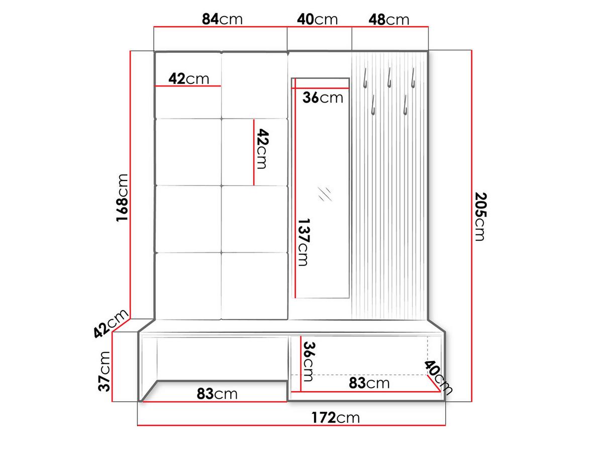 GARDEROBE Premium - Grau, Holzwerkstoff (172/205/42cm) - MIRJAN24