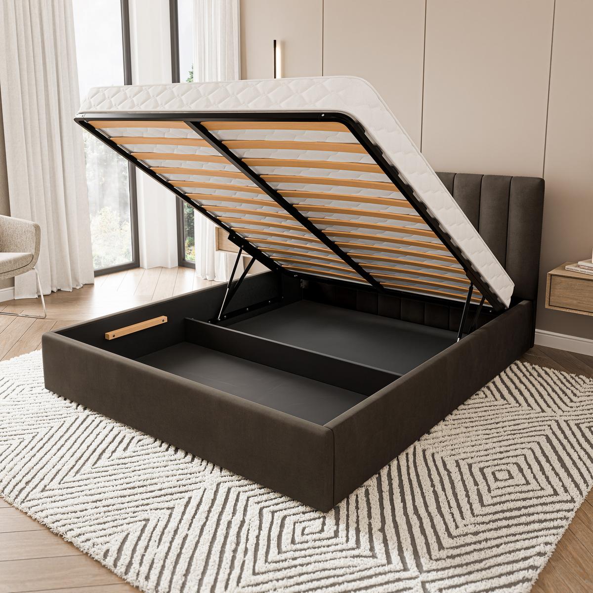 POLSTERBETT DEMERA MGV 200x200 cm mit Bettkästen - Braun - Braun, Holz (200/200cm) - MASSENO