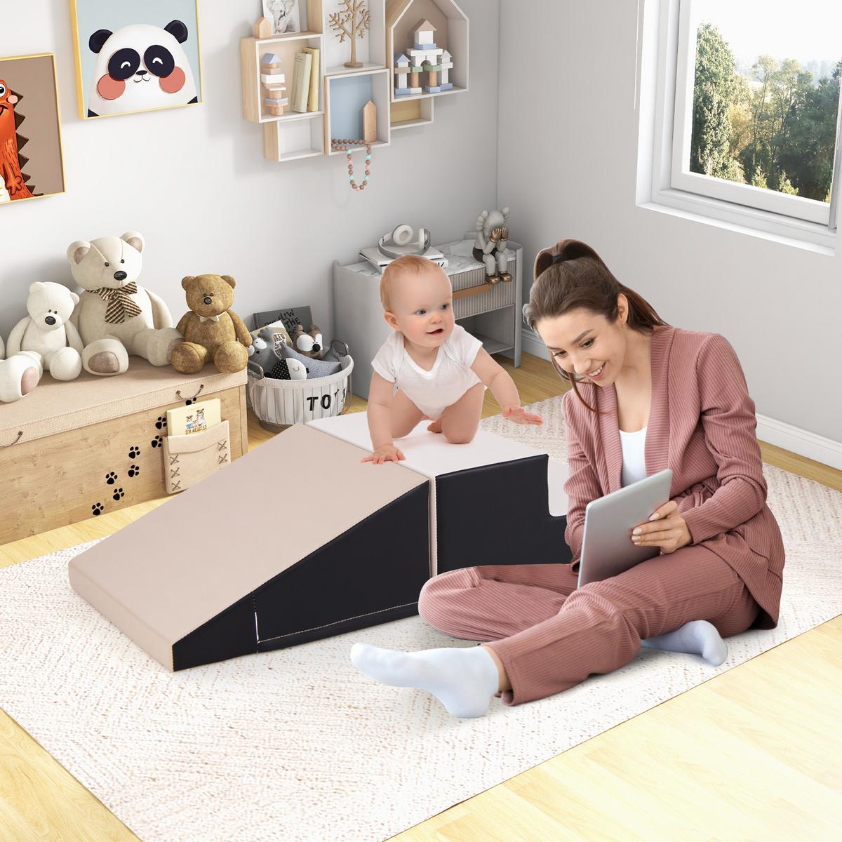 SOFTBAUSTEINE Grau (2er-Set) - Grau, Kunststoff (100/25/50cm) - COSTWAY