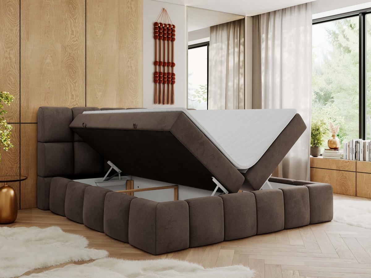 BOXBETT NIRA 180/200 - Braun Velvet - H3 - Braun, Holz/Textil (180/200cm) - MKS