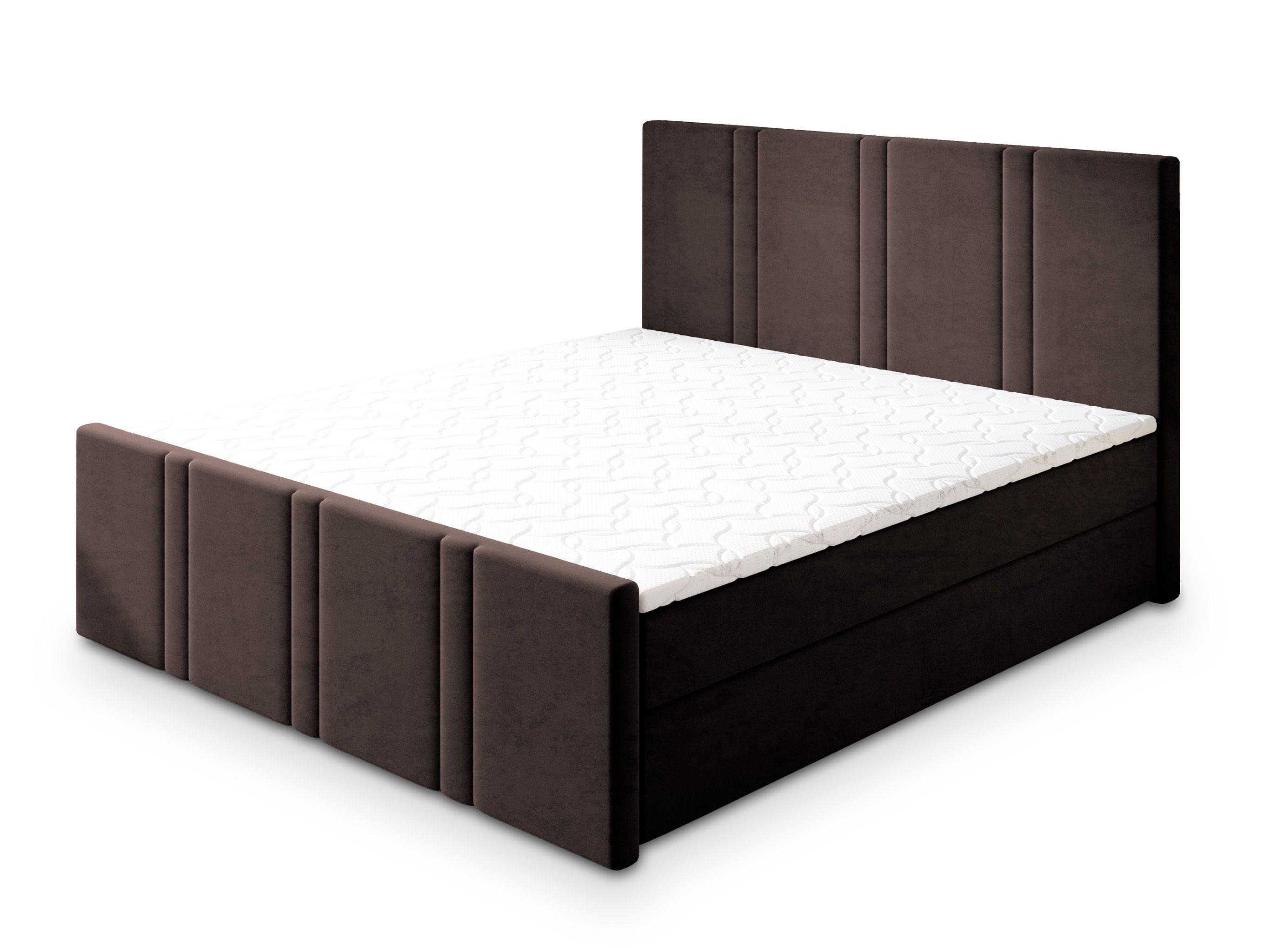 BOXBETT COMOZA 140x200 cm mit Matratze und Topper - Braun - Braun, Holz (140/200cm) - MASSENO