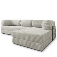 ECKSOFA ETERA modulares Boneless Sofa mit Schlaffunktion Hellgrau Kordstoff - Hellgrau, Textil (270/160cm) - MASSENO
