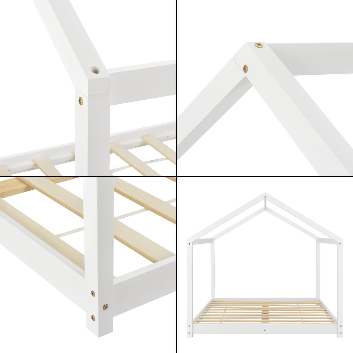 HAUSBETT Cerro - Weiß, Holz (120/200cm) - [en.casa]