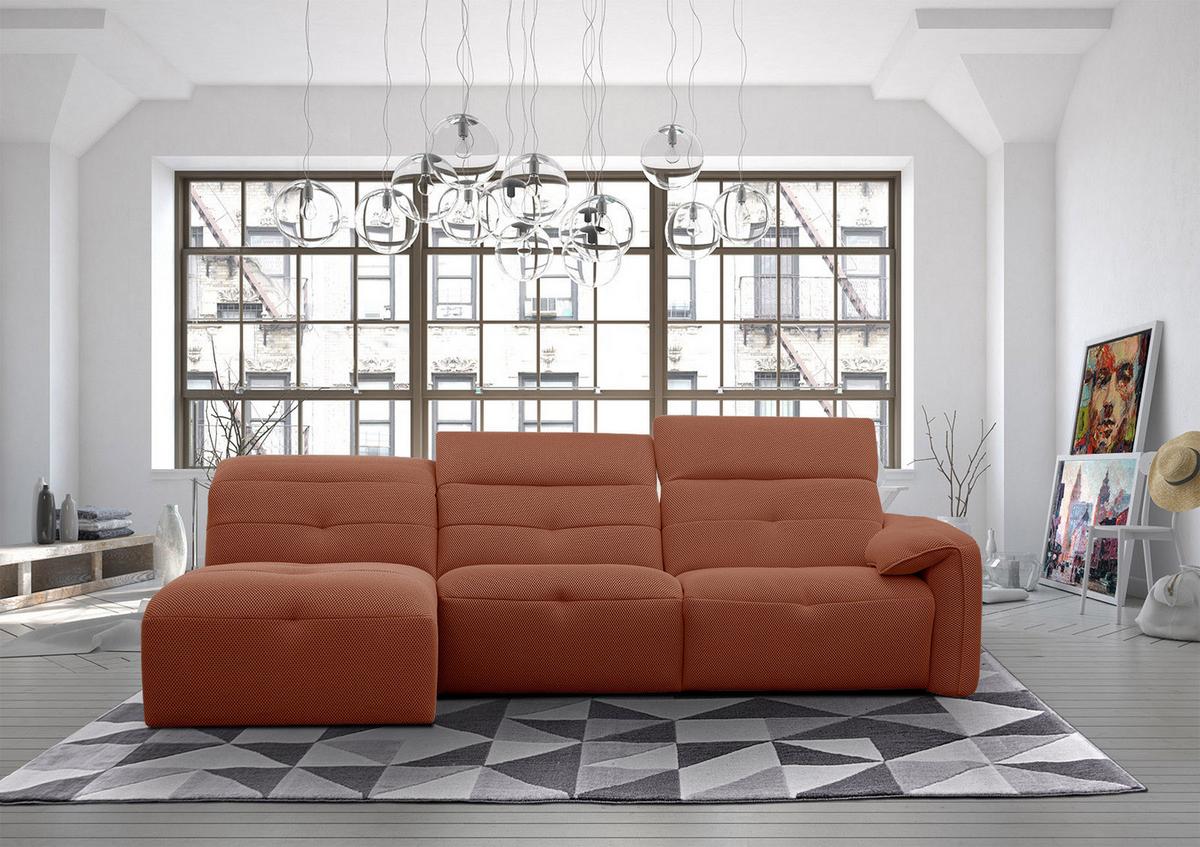 ECKSOFA TRENTO 4-Sitzer, dunkelorange - Dunkelorange/Schwarz, Holzwerkstoff/Kunststoff (165/262cm) - Wozimo