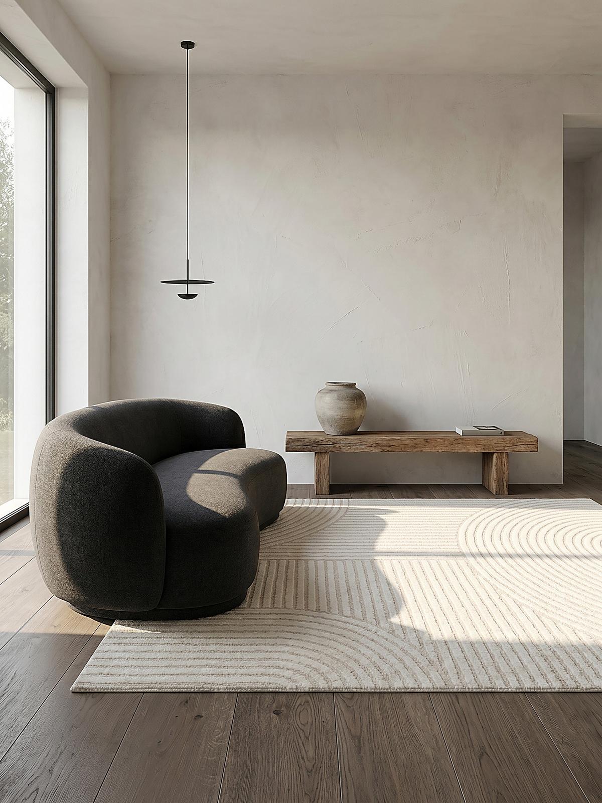 KURZFLORTEPPICH Geometrisch CETINA Polypropylen Creme 120 x 170 cm - Beige, Textil (120/170cm) - KADIMA DESIGN