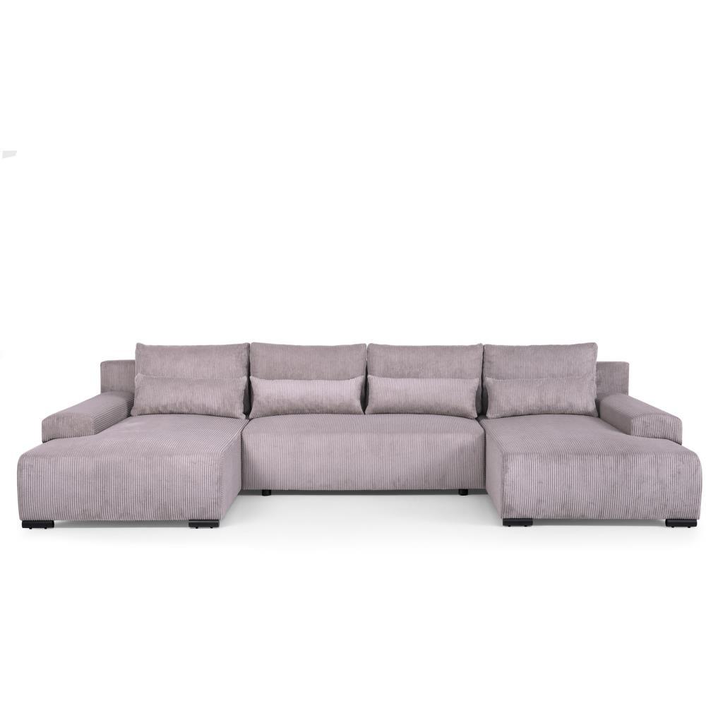 WOHNLANDSCHAFT Benny U rosa - Schwarz/Rosa, Textil/Metall (350/85/186cm) - Beautysofa
