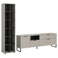 WOHNWAND kaschmir, schwarz 245 cm, Wohnkombination mit Soft-Close-Funktion - Kaschmir/Schwarz, Holzwerkstoff/Kunststoff (245/192/41cm) - Inn.Furn