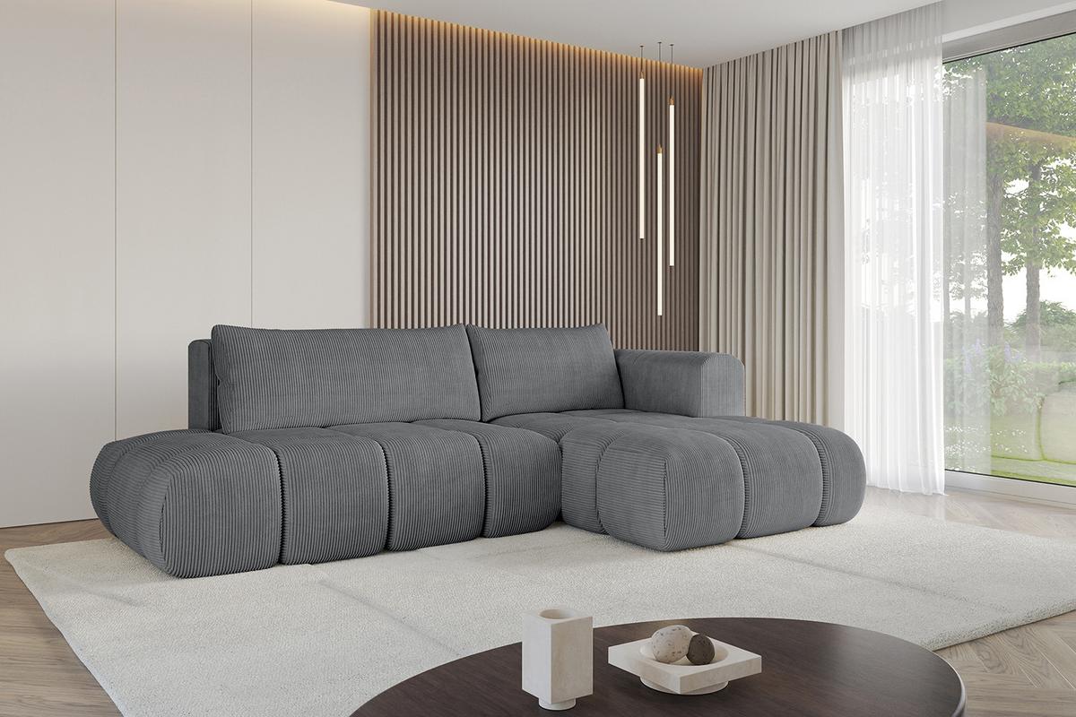 ECKSOFA Ottomane Rechts CLOUD-L 280x185x90 Dunkelgrau Cord - Dunkelgrau, Holzwerkstoff/Kunststoff (185/280cm) - ALTDECOR