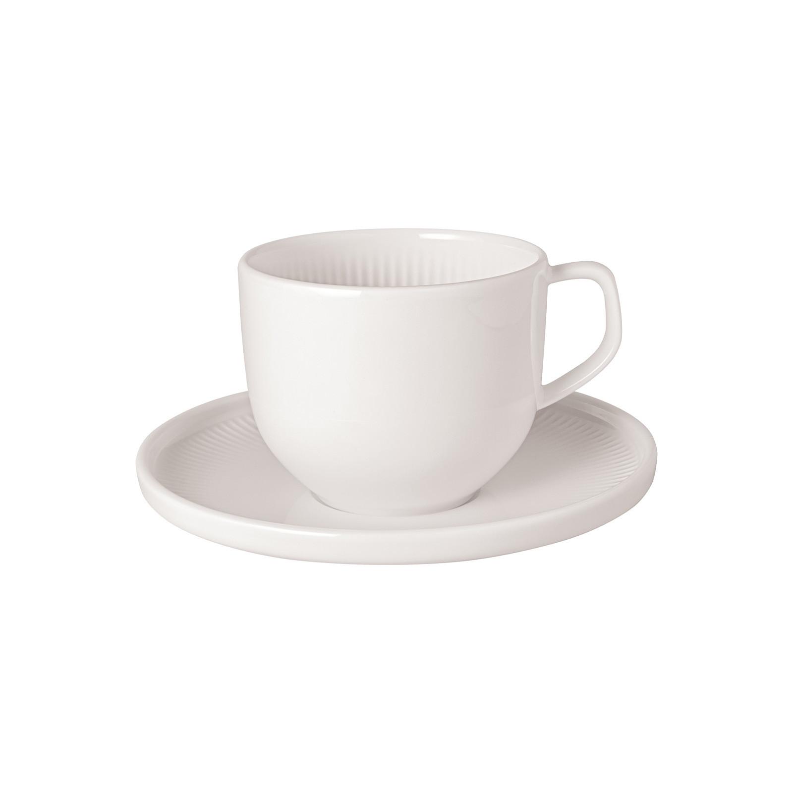 KAFFEETASSE MIT UNTERTASSE Afina weiß 150 ml - Weiß, Keramik (14.2/9/14.2cm) - Villeroy & Boch
