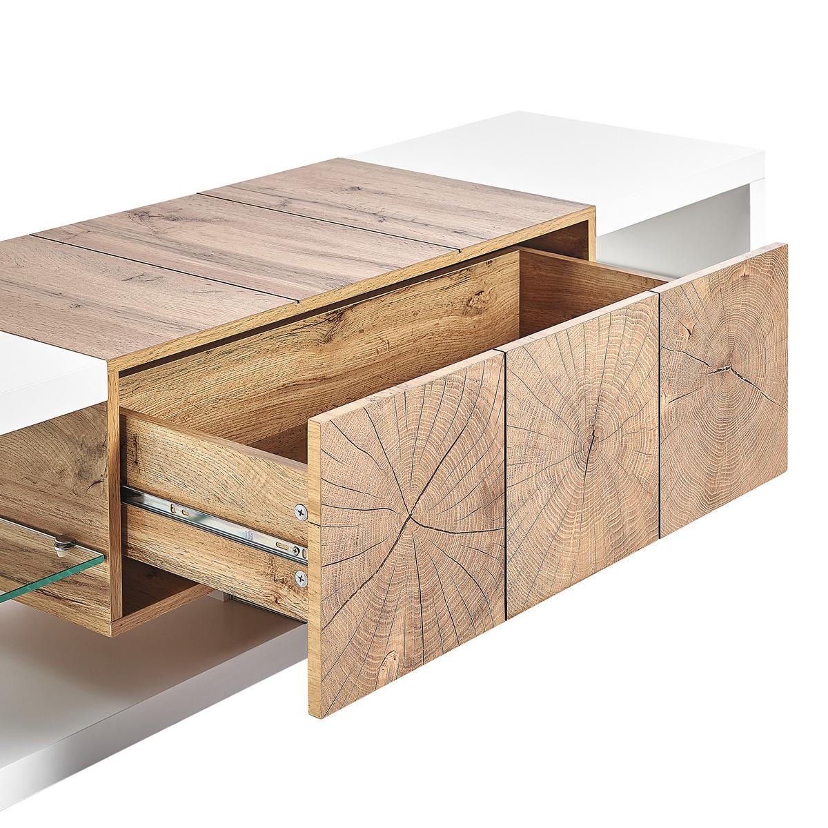 TV-MÖBEL Weiß, Hellbraun FULERTON 42/160/40 cm - Weiß, Holzwerkstoff (160/40/42cm) - Beliani