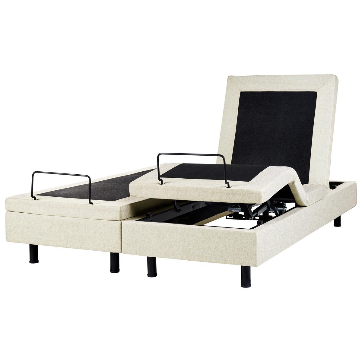 POLSTERBETT Verstellbar 160/200 cm Beige Duke II - Beige/Schwarz, Textil (160/200cm) - Beliani