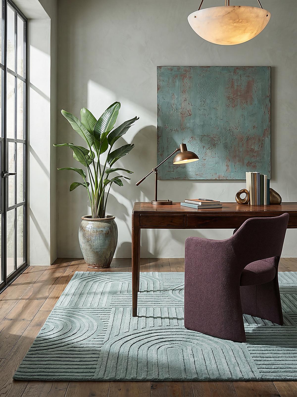 TEPPICH aus Wolle LEVEN in Entenei-Blau, geometrisch, 160 x 230 cm - Blau, Textil (230/160cm) - KADIMA DESIGN