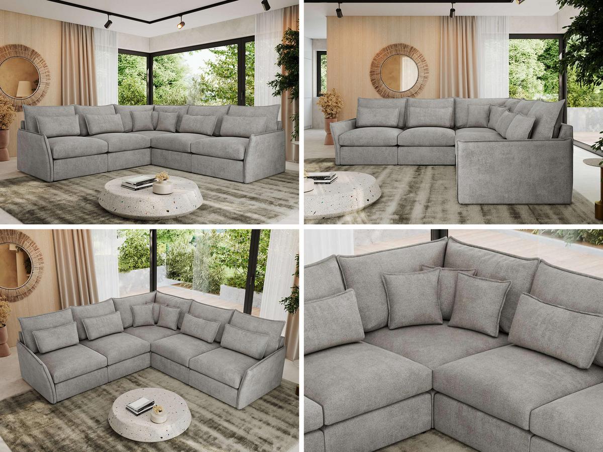 ECKSOFA VERSO L Hellgrau Struktur - Hellgrau/Schwarz, Kunststoff/Textil (270/270cm) - MKS