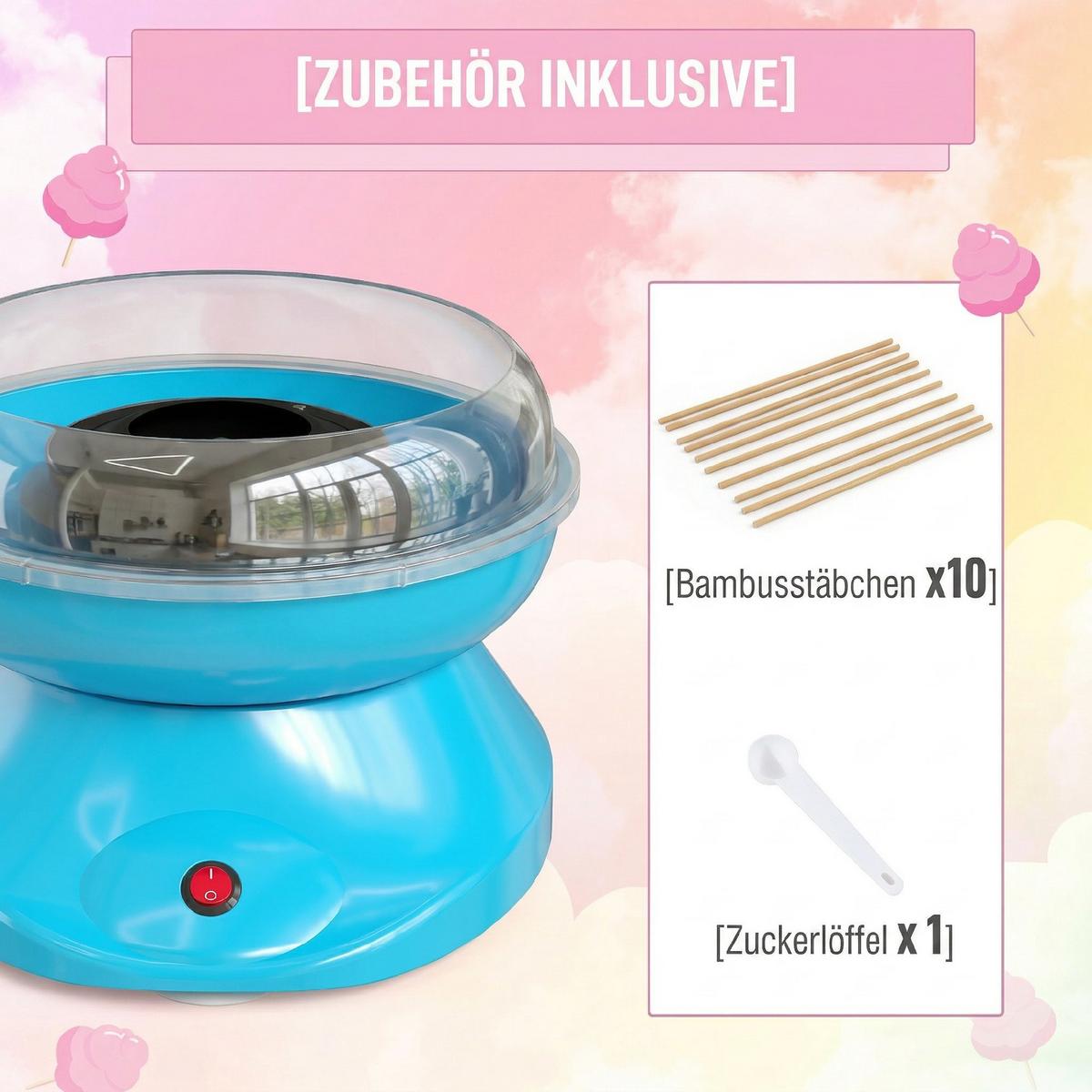 ZUCKERWATTE-MASCHINE Edelstahl Kunststoff Blau - Blau, Metall (26/18/27cm) - HOMCOM