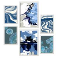 POSTER Set Mit 6 Blau Alte Koffer In Kulissen Abstracts Ästhetische Dekorative Gemälde Für Ihr Wohnzimmer, Schlafzimmer, Zuhause A3 & A4 Weißer Rahmen - Weiß, Papier (29/3cm) - Nacnic