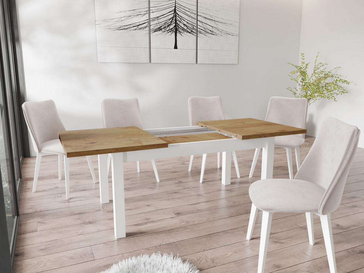 ESSTISCH Molly rechteckig ausziehbar, Lancelot Eiche 160-200/80/75 cm - Eichefarben/Weiß, Holz/Holzwerkstoff (67/160/75cm) - WFL GROUP