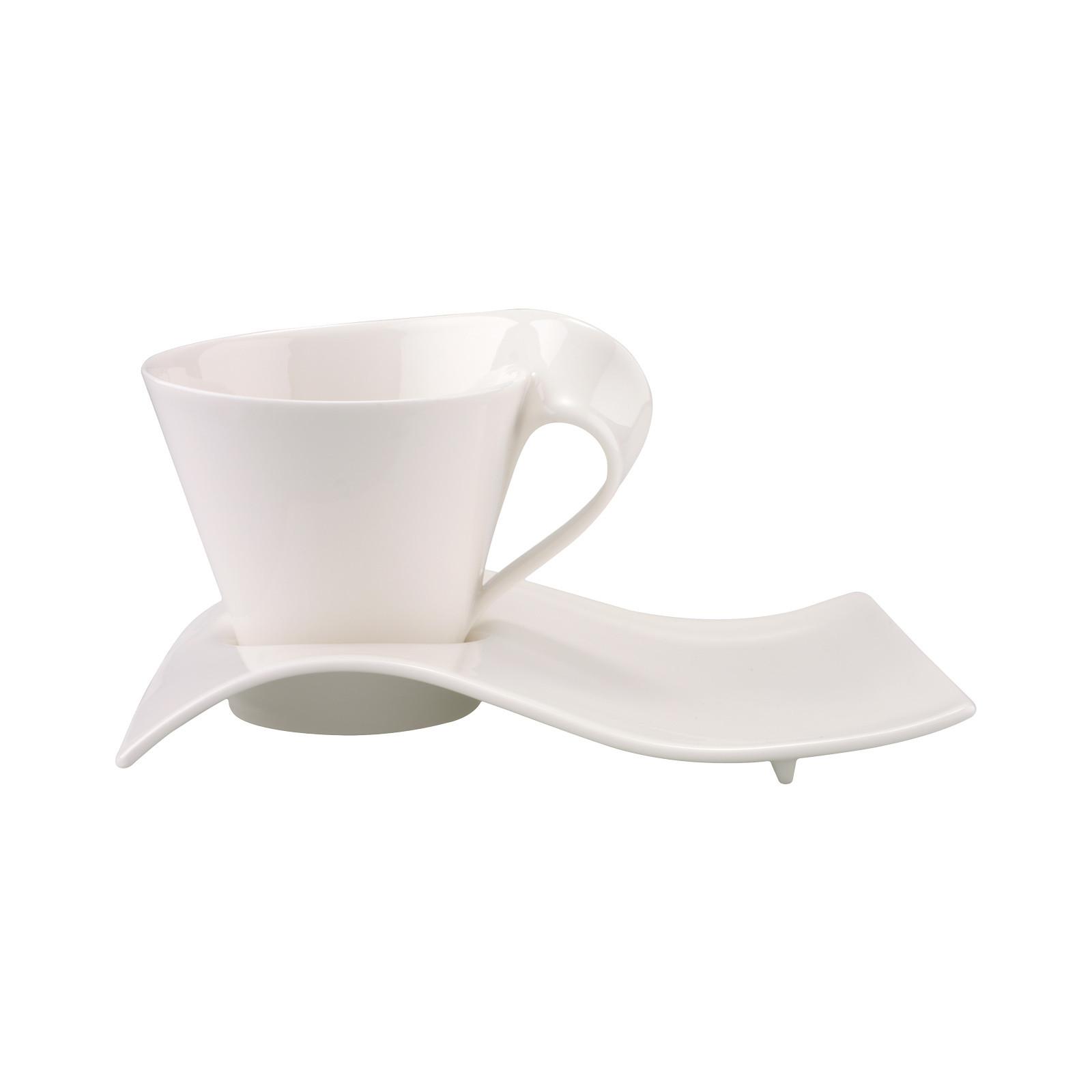 CAFÉ AU LAIT TASSE MIT UNTERTELLER NewWave Caffè weiß 260 ml - Weiß, Keramik (17/13.6/22cm) - Villeroy & Boch