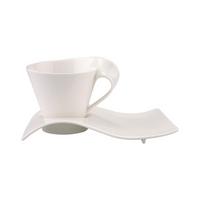CAFÉ AU LAIT TASSE MIT UNTERTELLER NewWave Caffè weiß 260 ml - Weiß, Keramik (17/13.6/22cm) - Villeroy & Boch