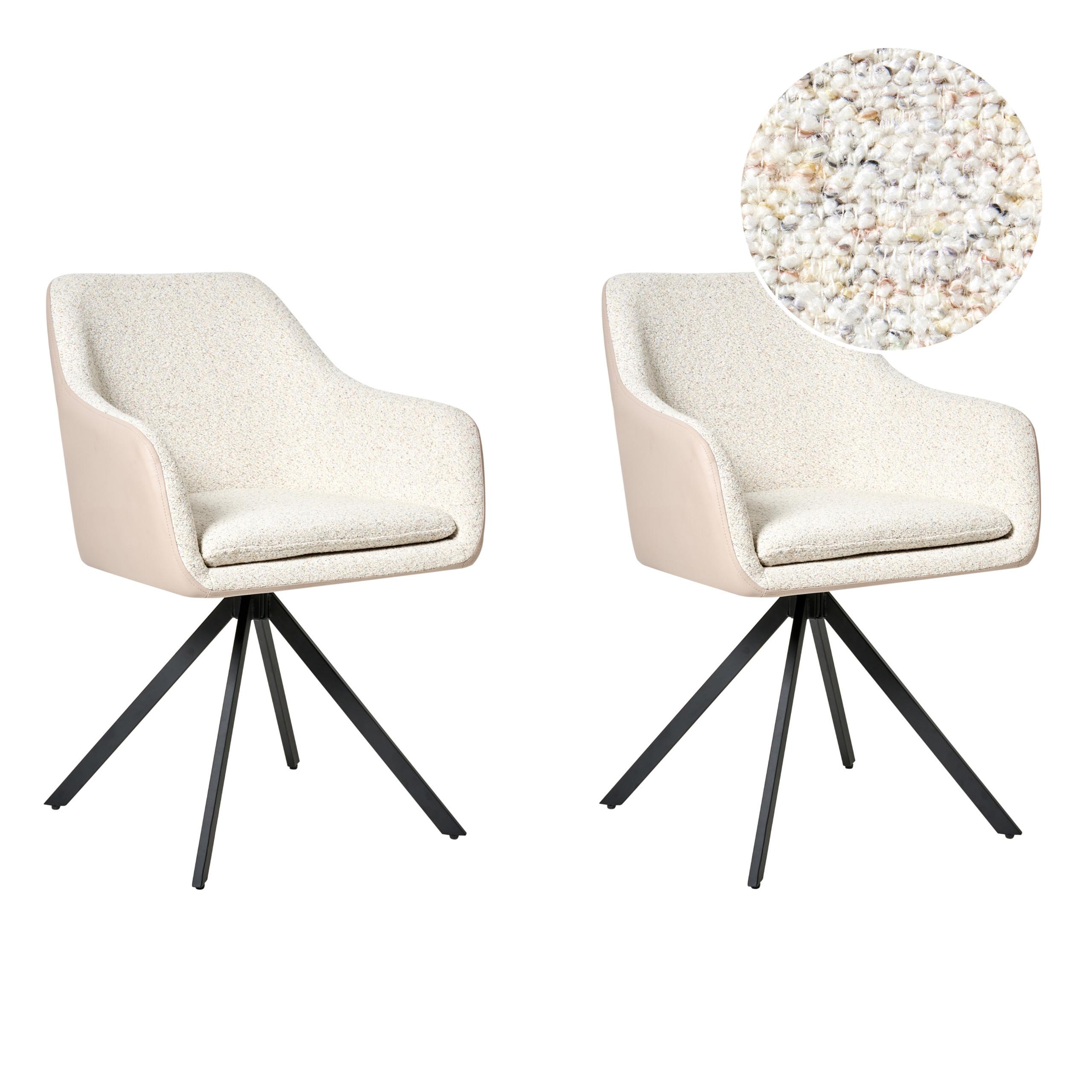ESSZIMMERSTUHL 2er-Set Hellbeige Lithia - Beige/Schwarz, Textil (58/86/63cm) - Beliani