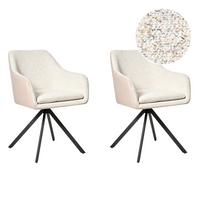 ESSZIMMERSTUHL 2er-Set Hellbeige Lithia - Beige/Schwarz, Textil (58/86/63cm) - Beliani