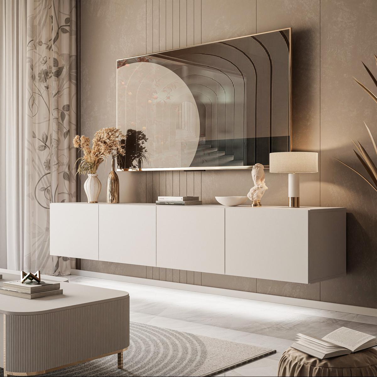 HÄNGESCHRANK TV-Möbel COLGANTE KASCHMIR 200 cm mit LED Beleuchtung - Kaschmir, Holzwerkstoff (200/36/40cm) - Lookway