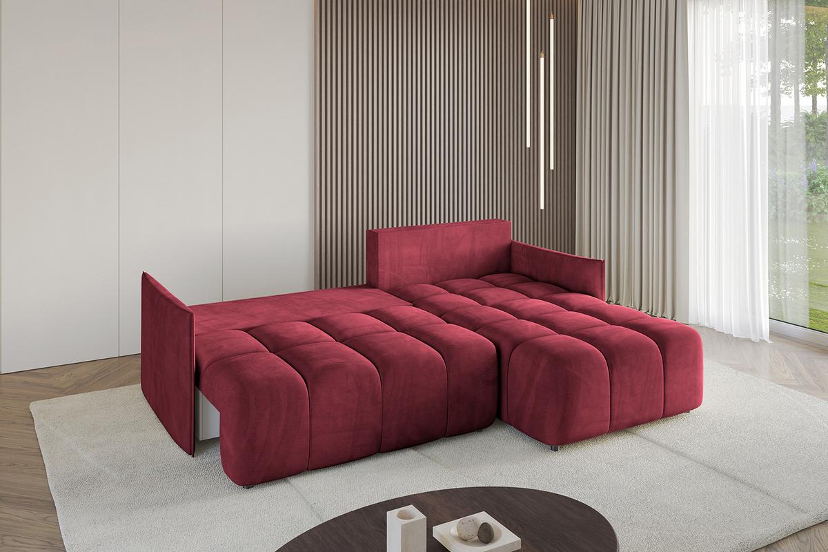 ECKSOFA Ottomane rechts LONLI-L 251x189x68 Bordeaux Velours - Bordeaux, Holzwerkstoff/Kunststoff (189/251cm) - ALTDECOR