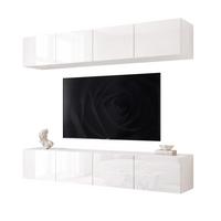 WOHNWAND ANGEL I Weiß glänzend hängend mit LED-Beleuchtung 200 cm - Weiß Hochglanz, Holzwerkstoff (200/36/40cm) - Idohome