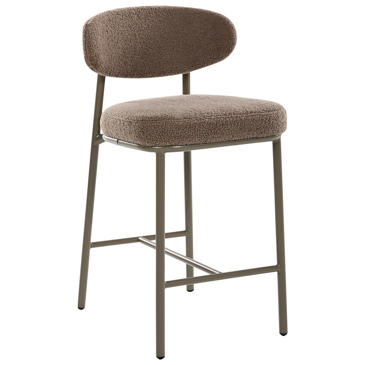 BARSTUHL 2er-Set Bouclé Taupe Unity - Taupe/Beige, Textil (50/92/55cm) - Beliani