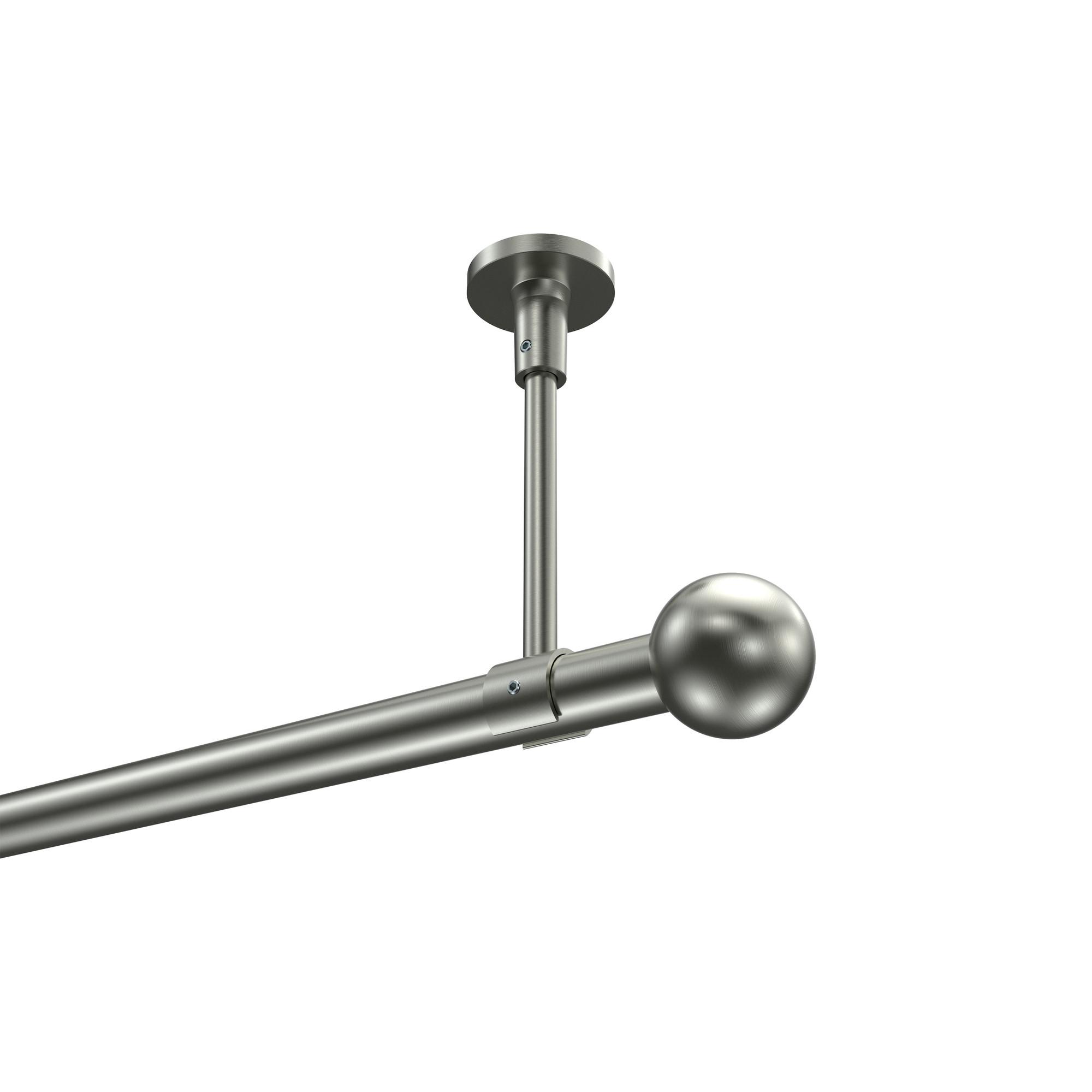GARDINENSTANGE Sonette Luino 360 cm (geteilt in 2 x 180 cm), 1-läufig, 20 mm Ø Edelstahl-Optik - Edelstahlfarben, Metall (360cm) - INTERDECO