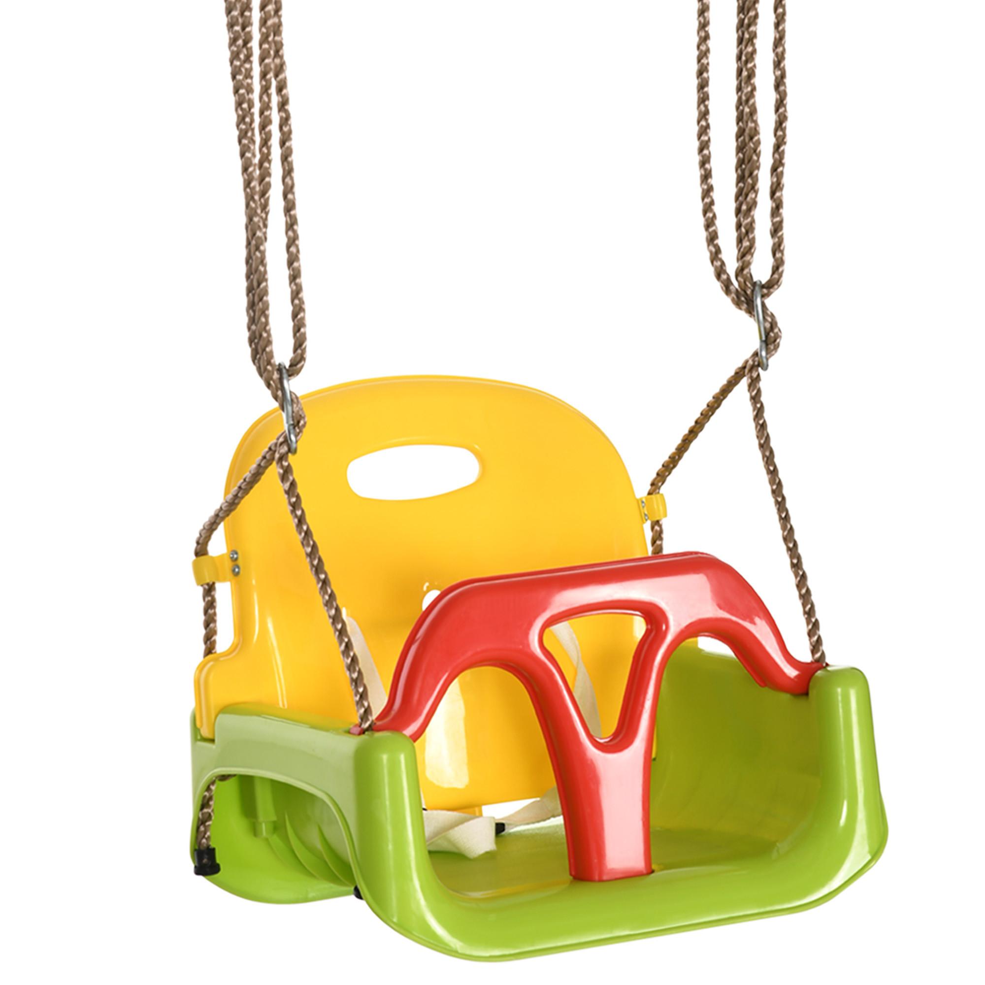 BABYSCHAUKEL mit Anschnallgurt Grün, Rot, Gelb - Grün, Kunststoff (33/42cm) - Outsunny