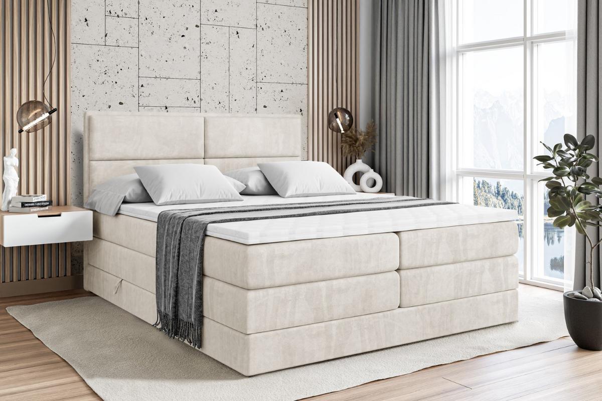 BOXSPRINGBETT AURA KING - 140 x 200 - H3/H4 - Ecru - Ecru, Holzwerkstoff (140/200cm) - ALTDECOR